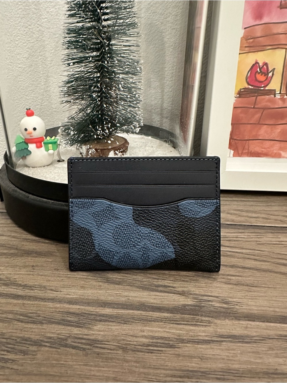 NWT Coach Slim Id Card Case In Signature Camo Print CY266 Blue Multi